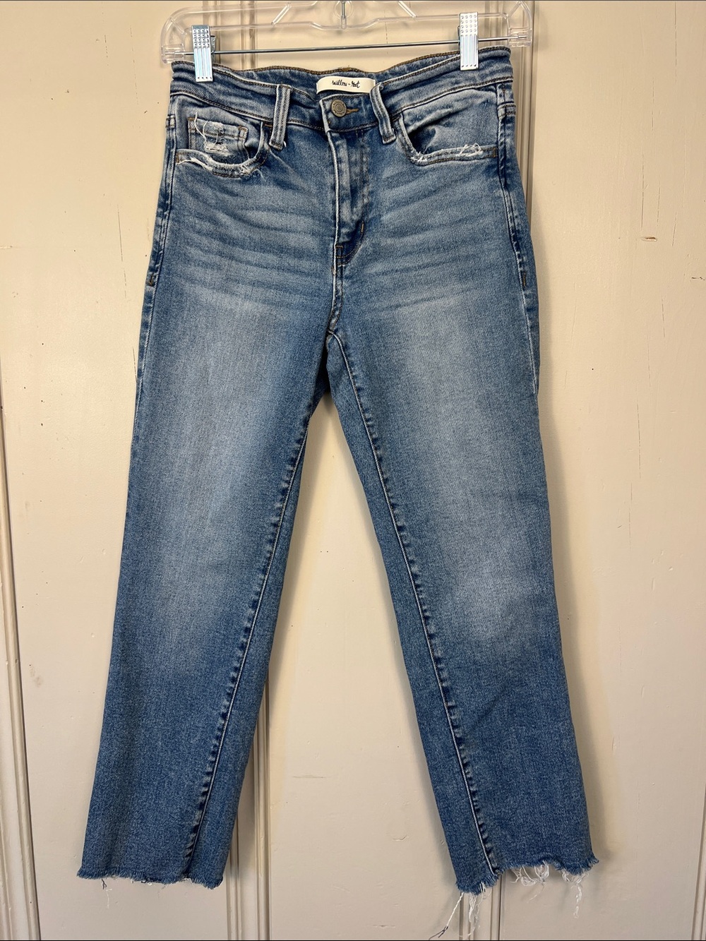 Willow & Root Everyday Straight Jeans 26x26 Raw Hem Medium Wash EUC